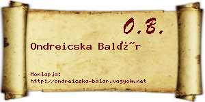 Ondreicska Balár névjegykártya